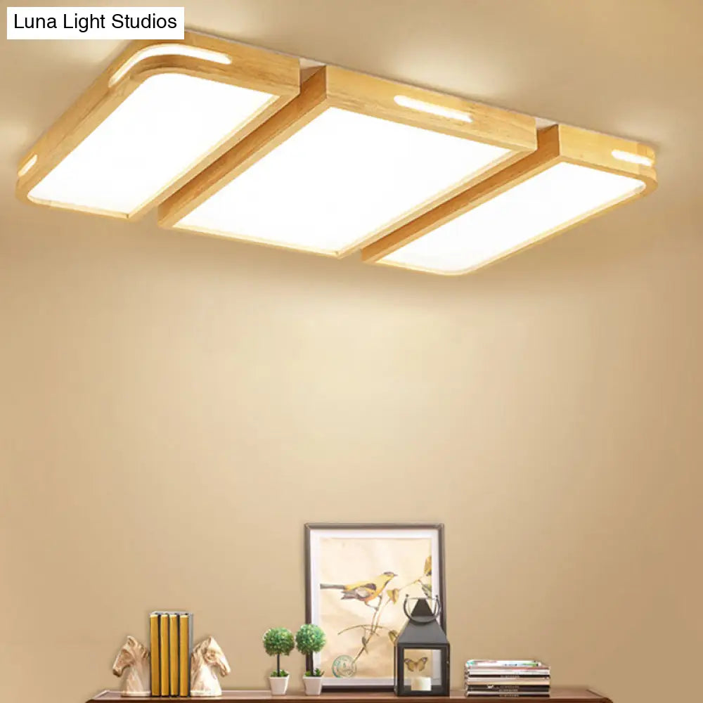 Nordic Wood Flush Mount Led Ceiling Light For Living Room