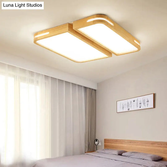 Nordic Wood Flush Mount Led Ceiling Light For Living Room