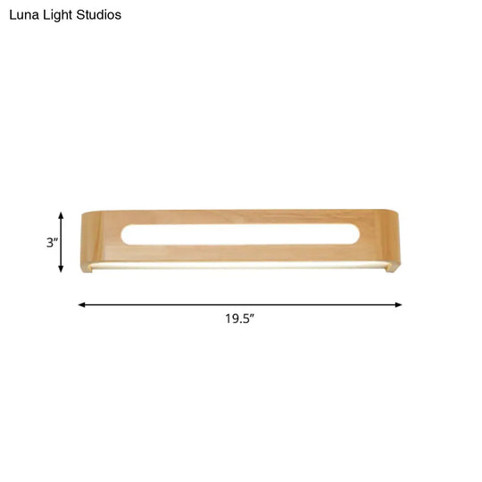 Nordic Wood Led Bathroom Vanity Wall Light - Rectangular Flush Mount Sconce (12/19.5/23.5 Wide)