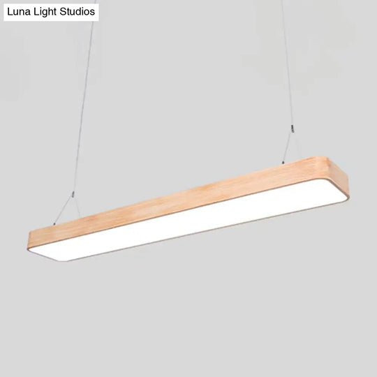 Nordic Wood Office Led Pendant Light With Acrylic Shade - Stylish And Functional