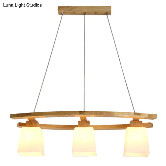 Nordic Wood Pendant Light With Glass Lampshade For Dining Table