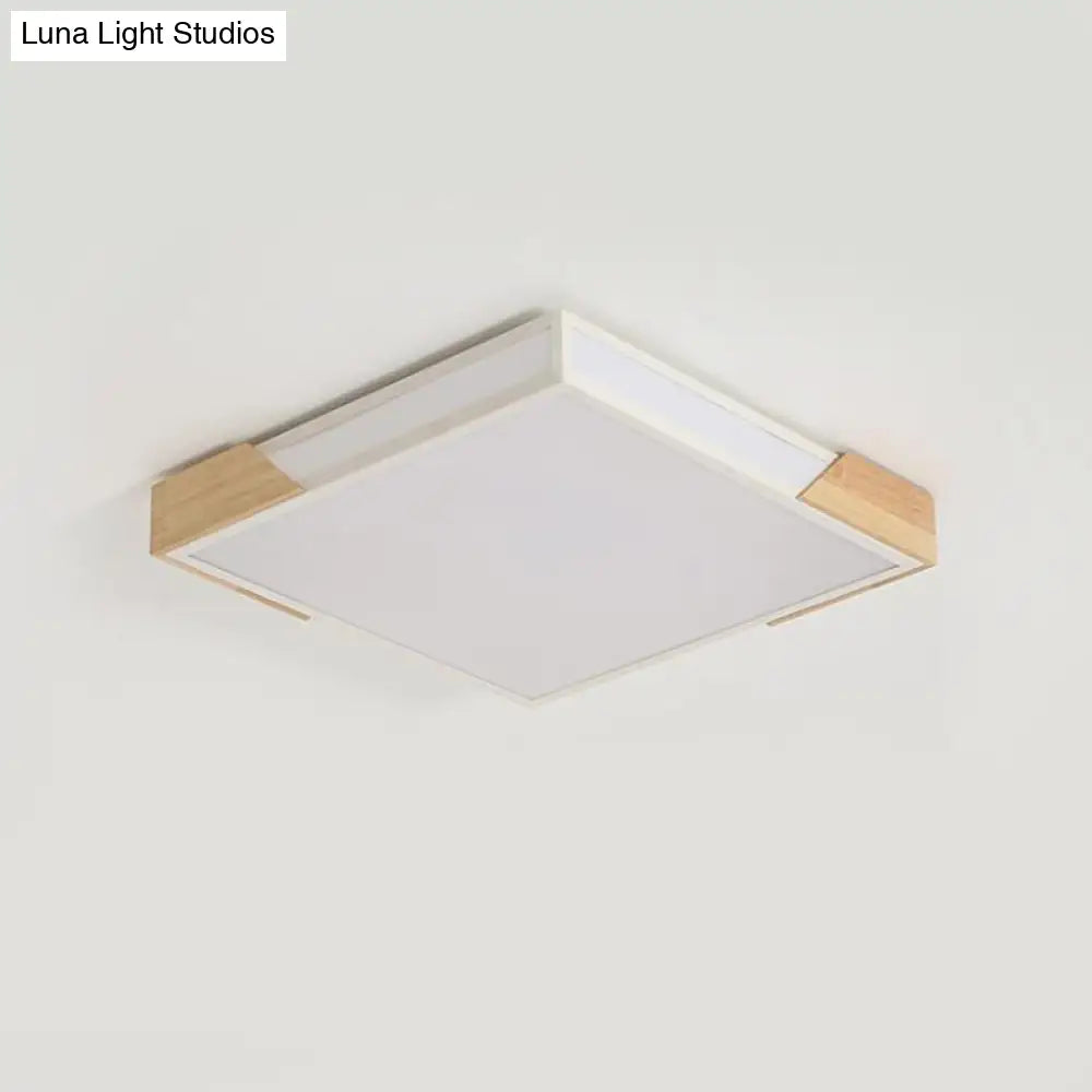 Nordic Wood-White Led Flush Light With Acrylic Ceiling Lamp - Warm/White 12/16/19.5 W White / 12