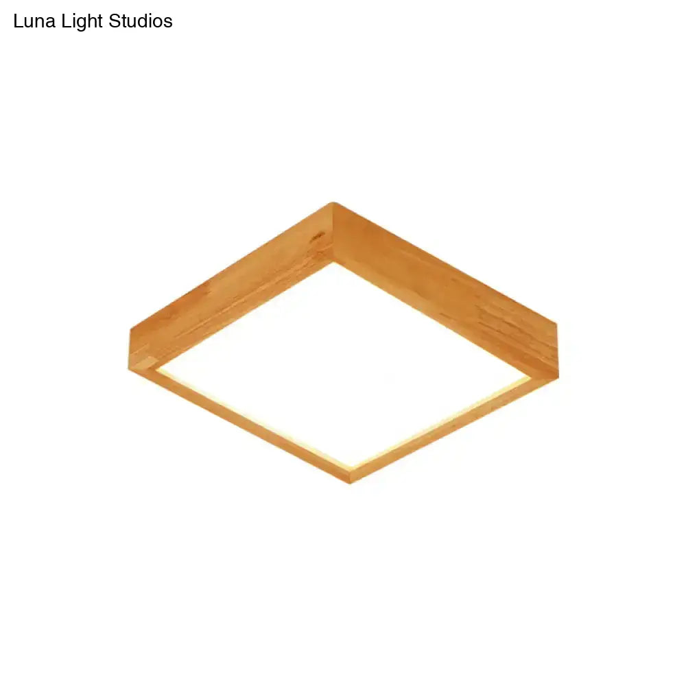 Nordic Wooden Checker Ceiling Light - Flush Mount Lamp (1/6/9-Light) In Beige For Living Room