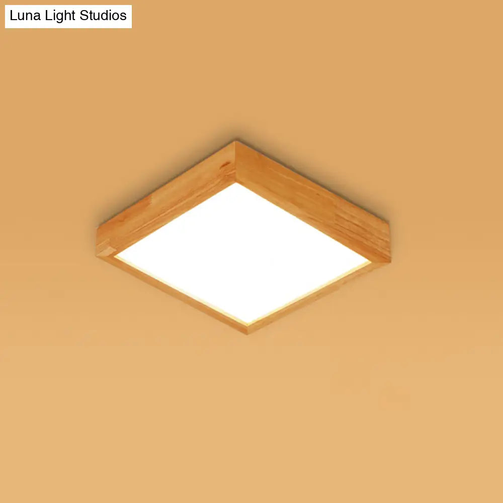Nordic Wooden Checker Ceiling Light - Flush Mount Lamp (1/6/9-Light) In Beige For Living Room
