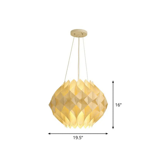 Nordic Wooden Hanging Light: 1-Light Beige Ceiling Lamp Wood / 19.5