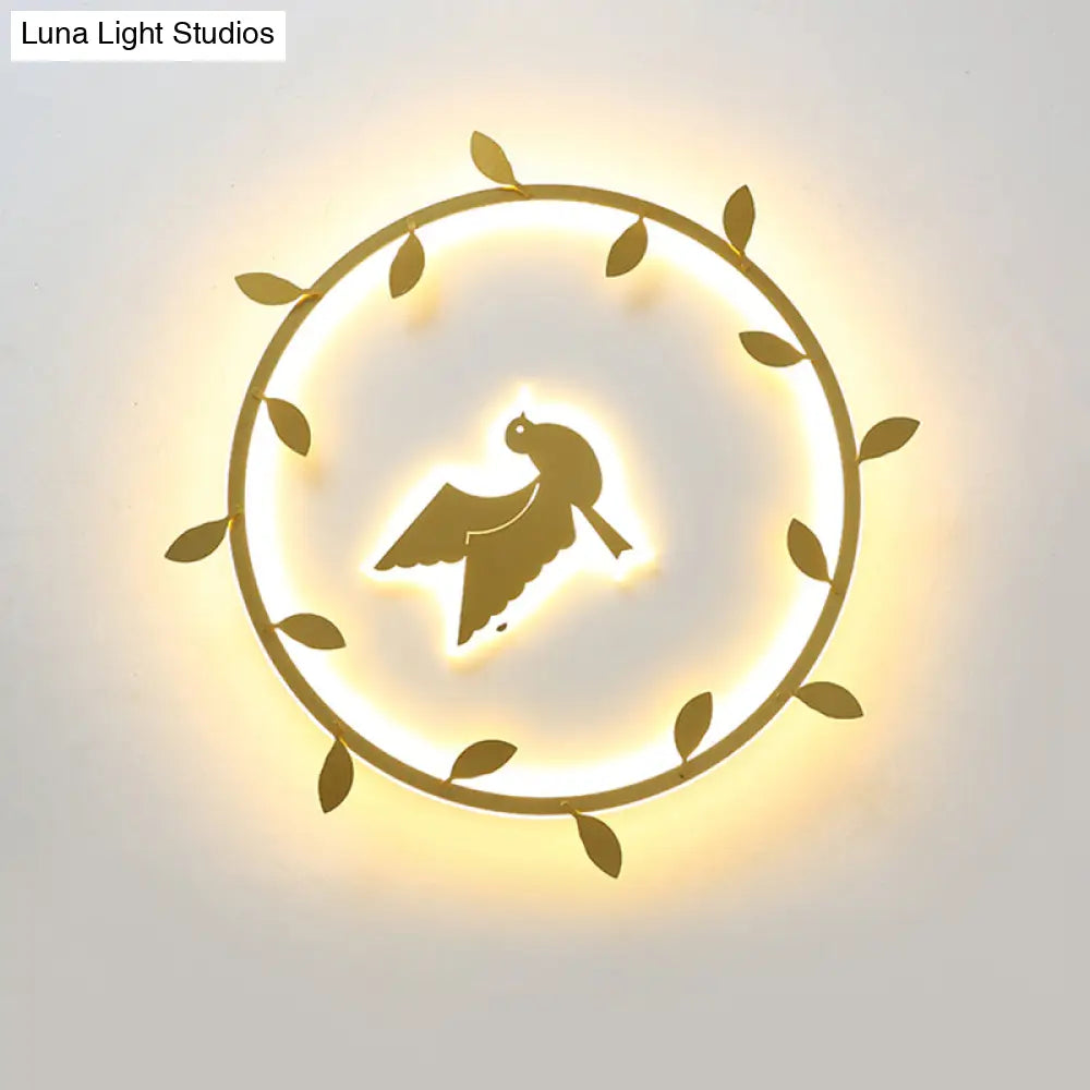 Nordic Wreath-Pigeon Gold Led Flushmount Ceiling Light For Kids Room - Ultrathin & Acrylic