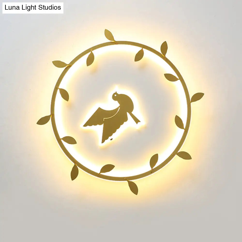 Nordic Wreath - Pigeon Gold Led Flushmount Ceiling Light For Kids Room - Ultrathin & Acrylic
