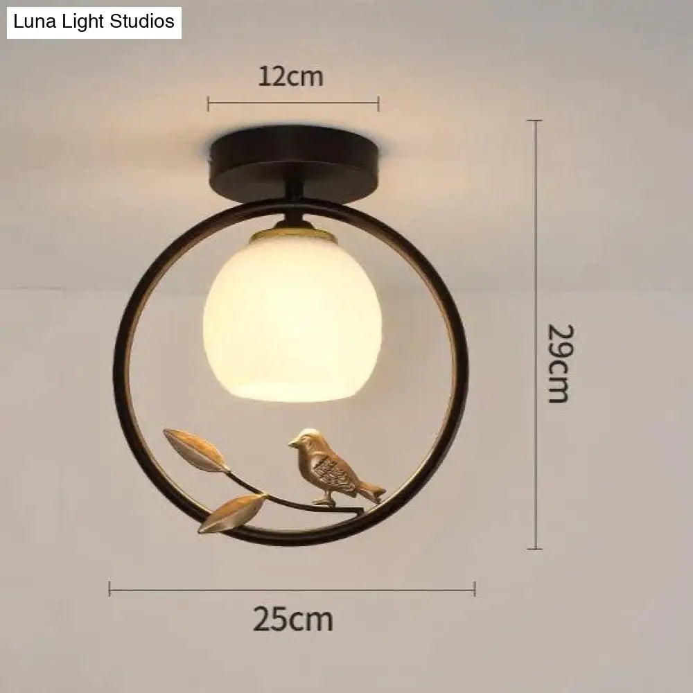 Northern Europe Led Corridor Bird Ceiling Lamp B Black
