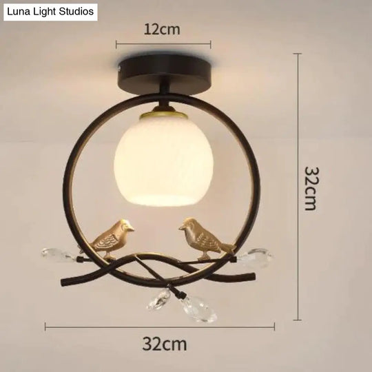 Northern Europe Led Corridor Bird Ceiling Lamp A Black