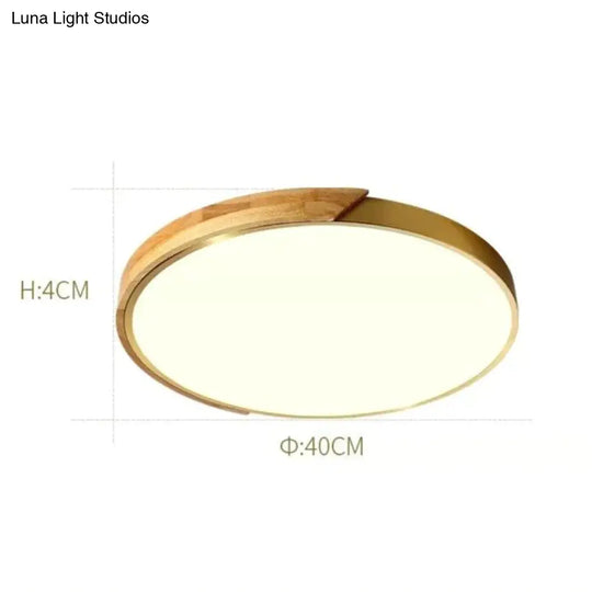 Northern Led Round Wood Copper Tricolour Light Ceiling Lamp 40Cm