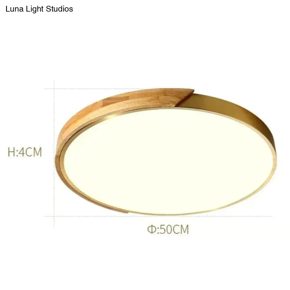 Northern Led Round Wood Copper Tricolour Light Ceiling Lamp 50Cm