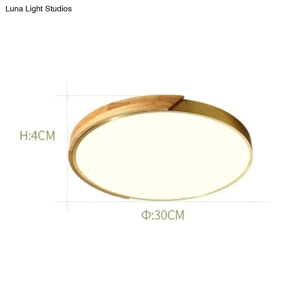 Northern Led Round Wood Copper Tricolour Light Ceiling Lamp 30Cm