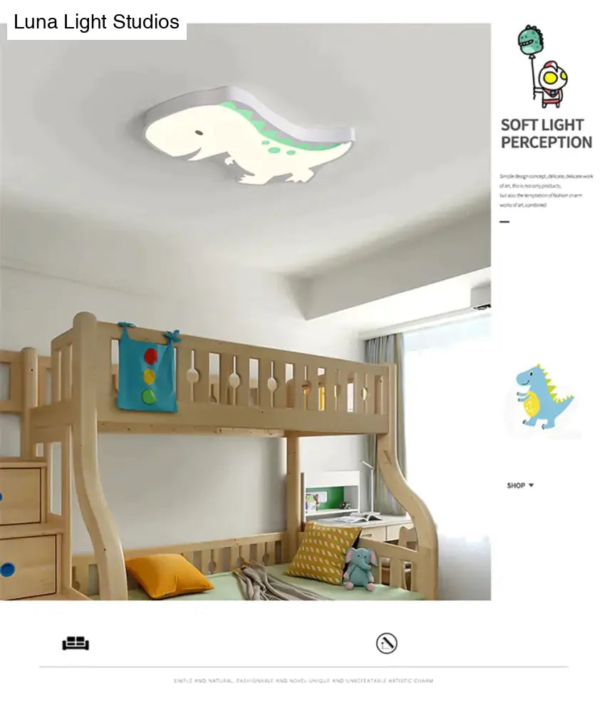 Novelty Dinosaur Led Ceiling Lights Iron Modern Lovely Children Baby Kids Bedroom Light Fixtures