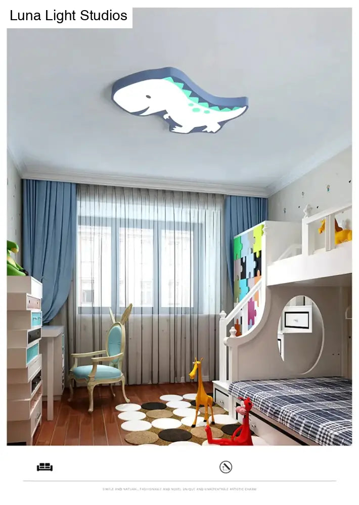 Novelty Dinosaur Led Ceiling Lights Iron Modern Lovely Children Baby Kids Bedroom Light Fixtures