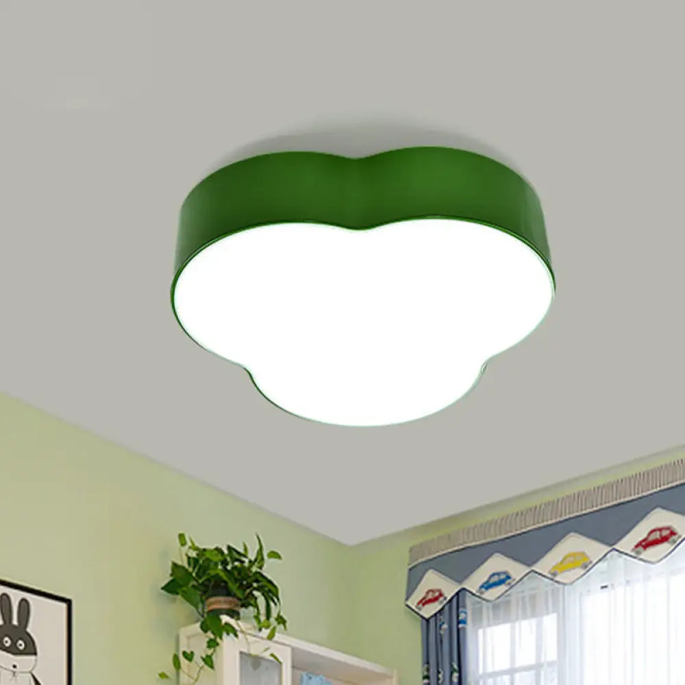 Nursery School Petals Flush Mount Lamp - Cartoon Acrylic Led Ceiling Light (White/Green) Green