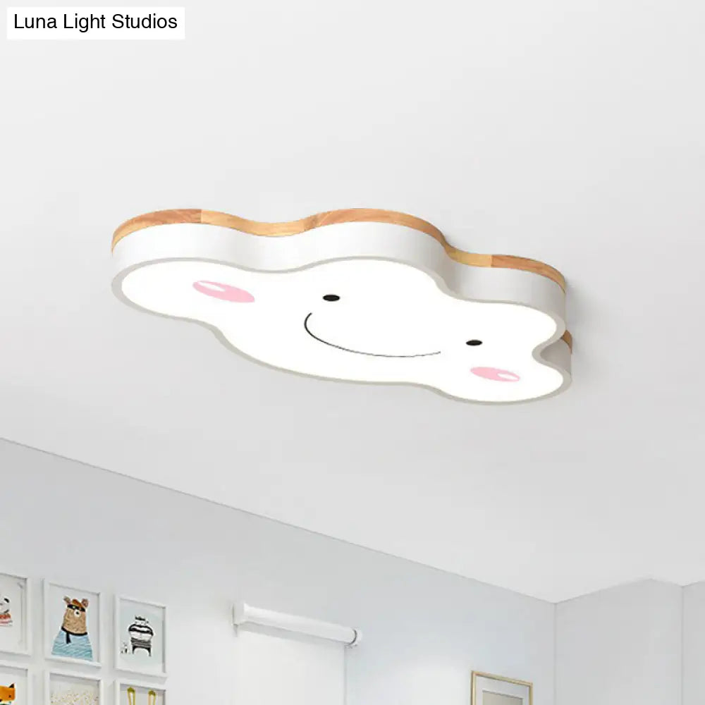 Nursery Smiling Cloud Led Flush Mount Ceiling Light - Acrylic Cartoon Flushmount White / Small