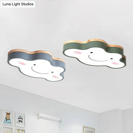 Nursery Smiling Cloud Led Flush Mount Ceiling Light - Acrylic Cartoon Flushmount