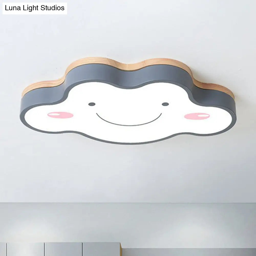 Nursery Smiling Cloud Led Flush Mount Ceiling Light - Acrylic Cartoon Flushmount Grey / Small White