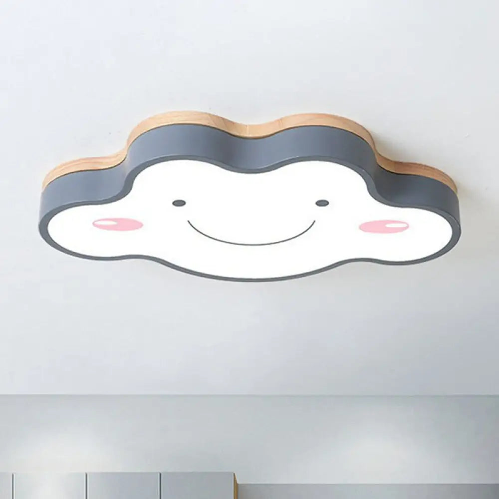 Nursery Smiling Cloud Led Flush Mount Ceiling Light - Acrylic Cartoon Flushmount Grey / Small White