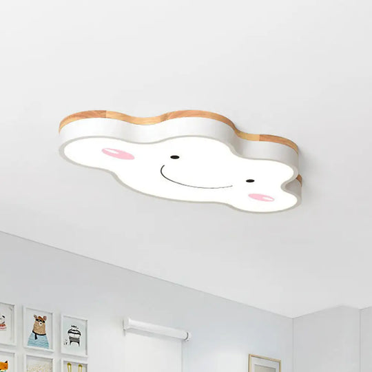 Nursery Smiling Cloud Led Flush Mount Ceiling Light - Acrylic Cartoon Flushmount White / Small