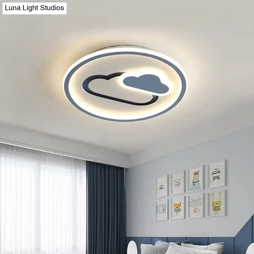 Nursery Ultra-Thin Led Ceiling Light In Kids Style Cloud Design - 16’/19.5’ Wide Acrylic