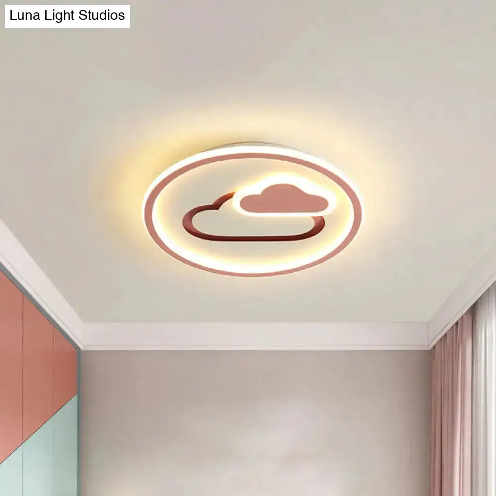 Nursery Ultra-Thin Led Ceiling Light In Kids Style Cloud Design - 16’/19.5’ Wide Acrylic