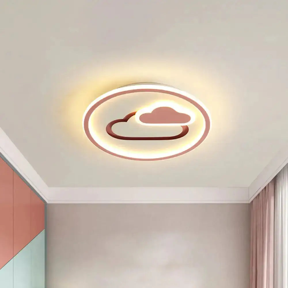 Nursery Ultra-Thin Led Ceiling Light In Kids Style Cloud Design - 16’/19.5’ Wide Acrylic