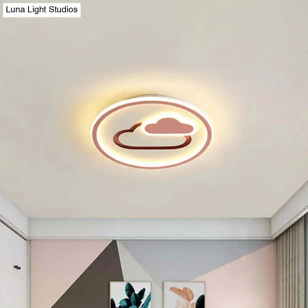 Nursery Ultra-Thin Led Ceiling Light In Kids Style Cloud Design - 16’/19.5’ Wide Acrylic