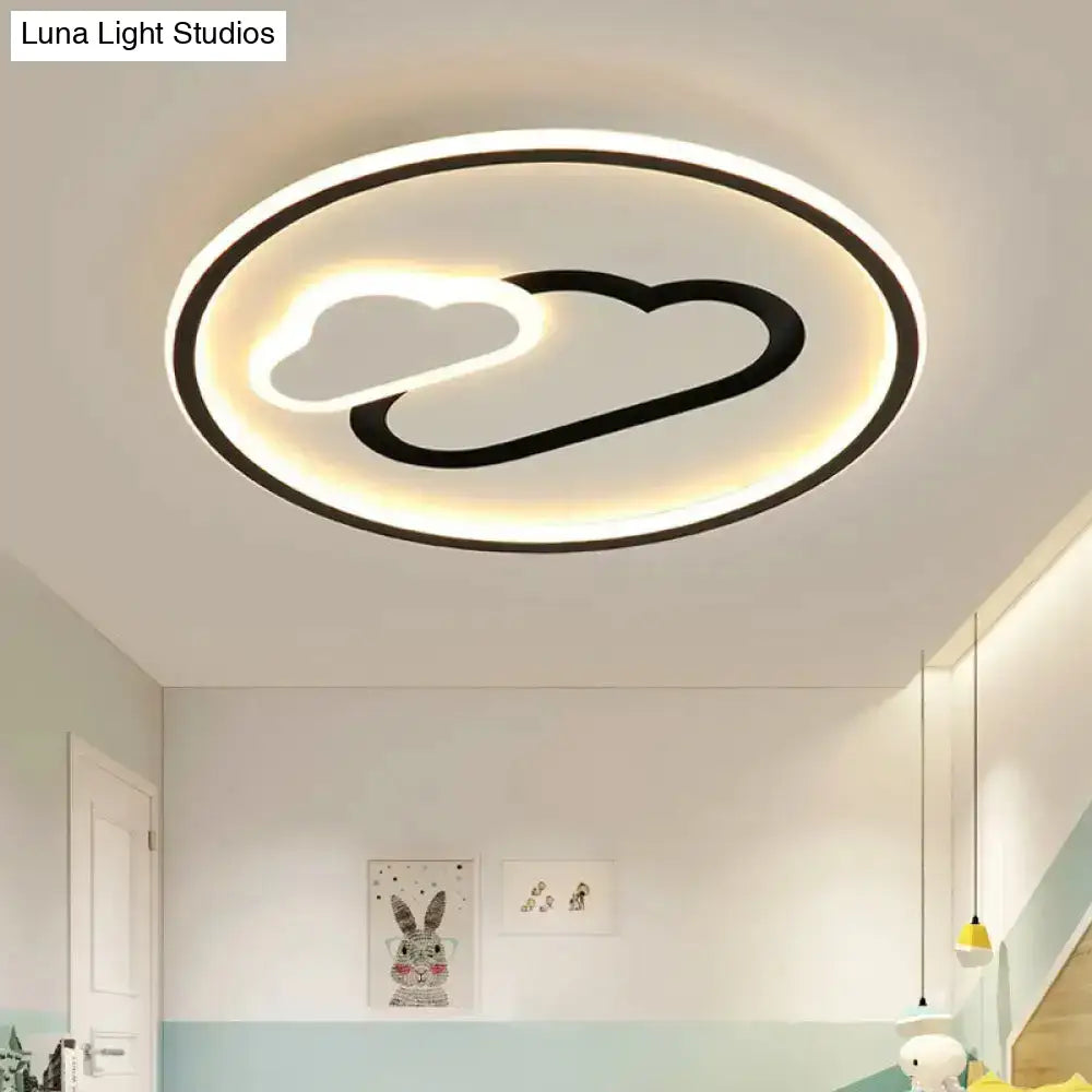 Nursery Ultra-Thin Led Ceiling Light In Kids Style Cloud Design - 16’/19.5’ Wide Acrylic