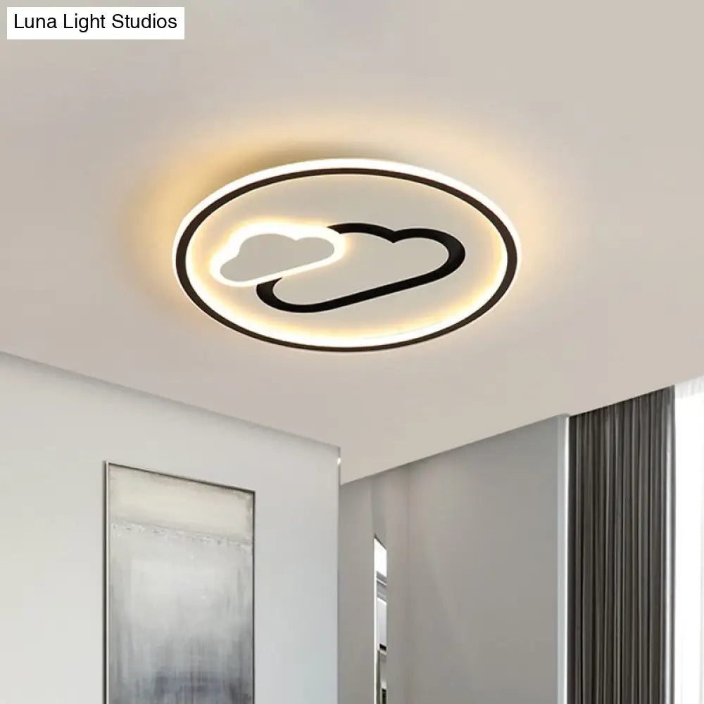 Nursery Ultra-Thin Led Ceiling Light In Kids Style Cloud Design - 16/19.5 Wide Acrylic Fixture