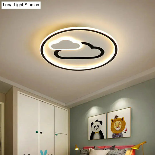 Nursery Ultra-Thin Led Ceiling Light In Kids Style Cloud Design - 16’/19.5’ Wide Acrylic