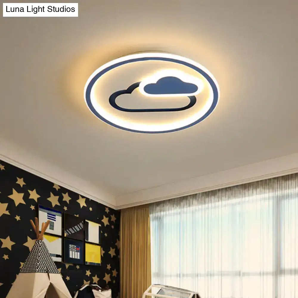 Nursery Ultra-Thin Led Ceiling Light In Kids Style Cloud Design - 16’/19.5’ Wide Acrylic