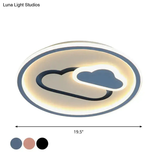 Nursery Ultra-Thin Led Ceiling Light In Kids Style Cloud Design - 16’/19.5’ Wide Acrylic