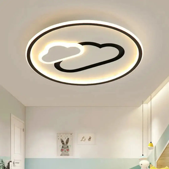 Nursery Ultra-Thin Led Ceiling Light In Kids Style Cloud Design - 16’/19.5’ Wide Acrylic