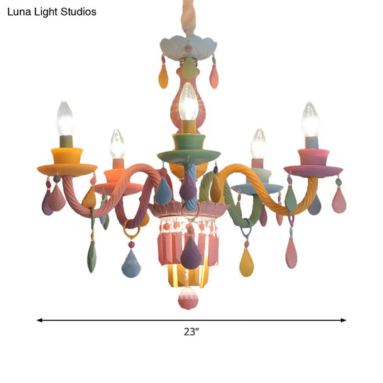 Nursing Room Chandelier: Multi-Color Pendant Light With Teardrop Glass For A Welcoming Foyer