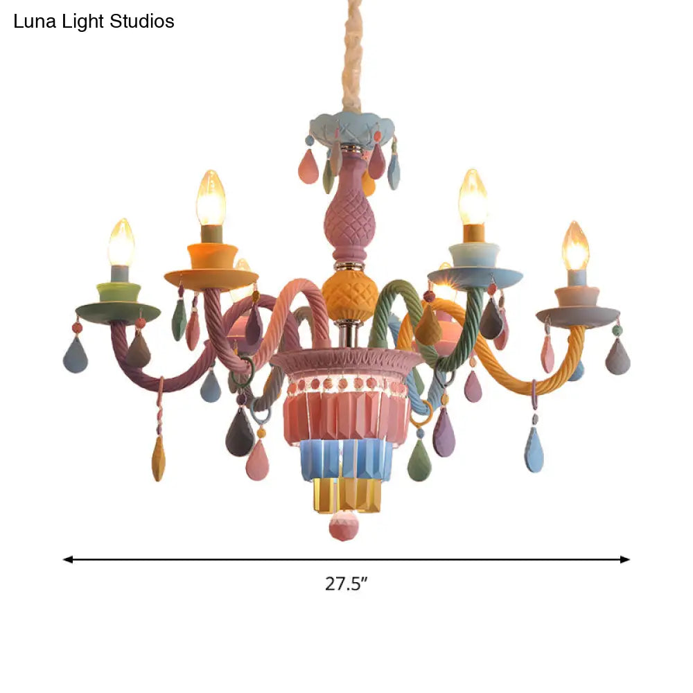 Nursing Room Chandelier: Multi-Color Pendant Light With Teardrop Glass For A Welcoming Foyer