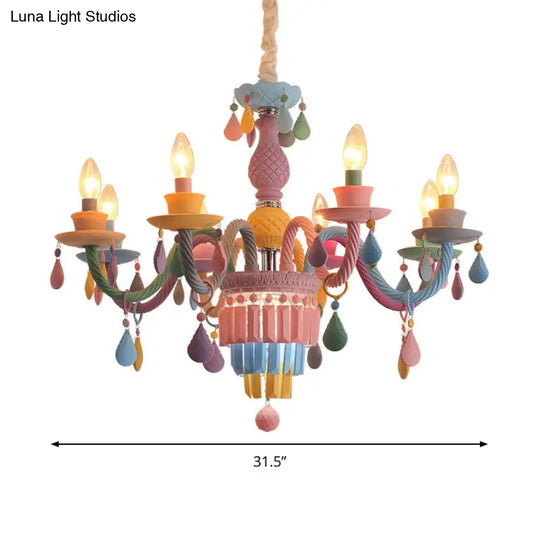 Nursing Room Chandelier: Multi-Color Pendant Light With Teardrop Glass For A Welcoming Foyer