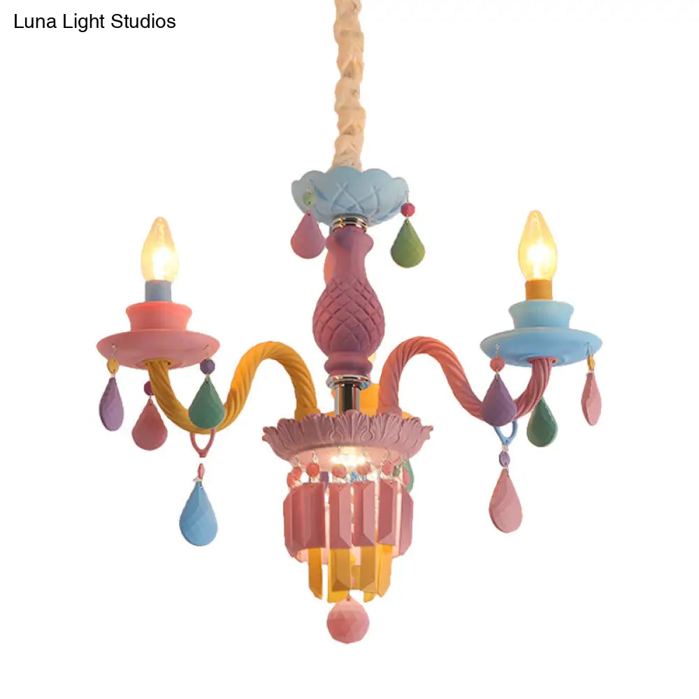 Nursing Room Chandelier: Multi-Color Pendant Light With Teardrop Glass For A Welcoming Foyer