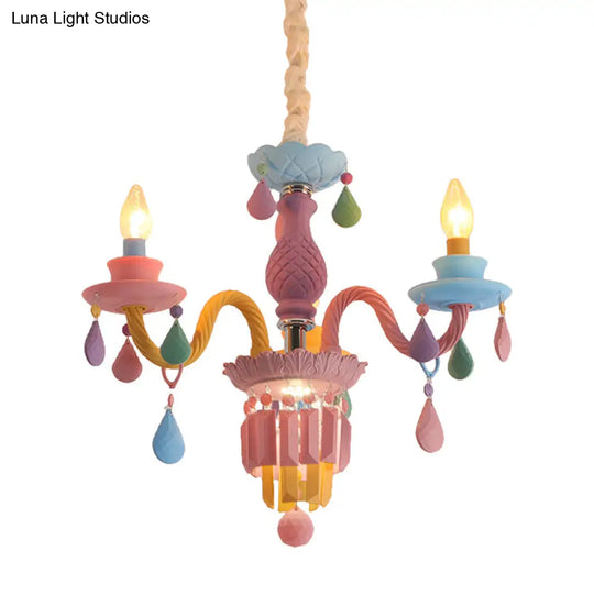 Nursing Room Chandelier: Multi-Color Pendant Light With Teardrop Glass For A Welcoming Foyer