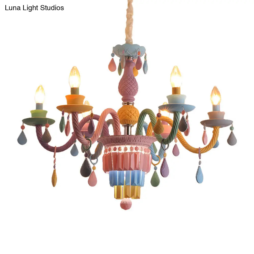 Nursing Room Chandelier: Multi-Color Pendant Light With Teardrop Glass For A Welcoming Foyer