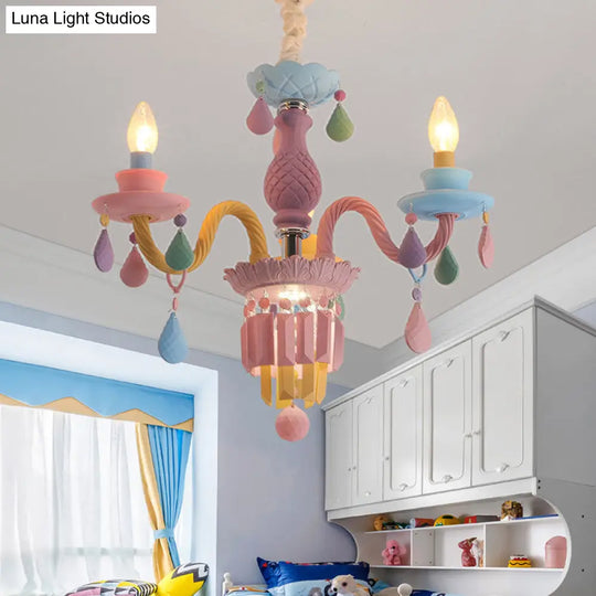 Nursing Room Chandelier: Multi-Color Pendant Light With Teardrop Glass For A Welcoming Foyer