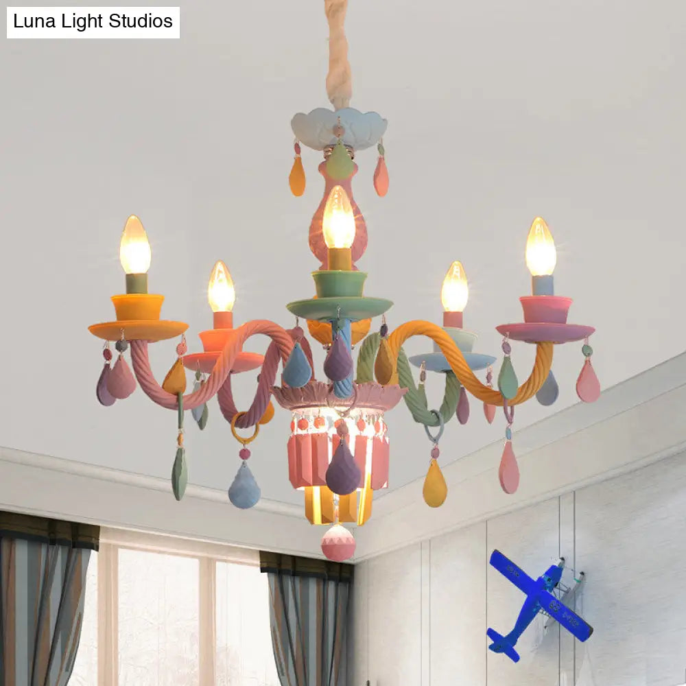 Nursing Room Chandelier: Multi-Color Pendant Light With Teardrop Glass For A Welcoming Foyer