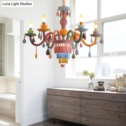 Nursing Room Chandelier: Multi-Color Pendant Light With Teardrop Glass For A Welcoming Foyer