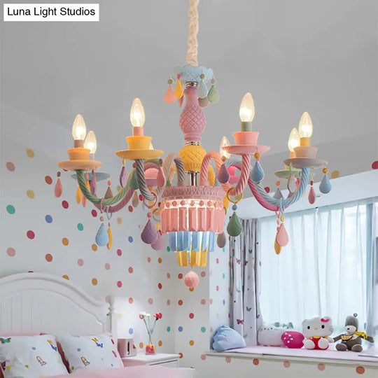 Nursing Room Chandelier: Multi-Color Pendant Light With Teardrop Glass For A Welcoming Foyer