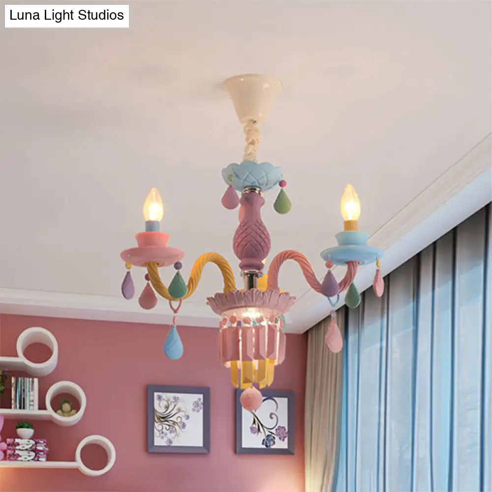 Nursing Room Chandelier: Multi-Color Pendant Light With Teardrop Glass For A Welcoming Foyer