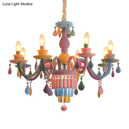 Nursing Room Chandelier: Multi-Color Pendant Light With Teardrop Glass For A Welcoming Foyer