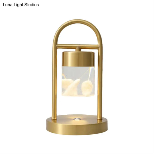 Nusakan - Simplicity Clear Glass Led Desk Light With U-Shaped Metal Frame Gold