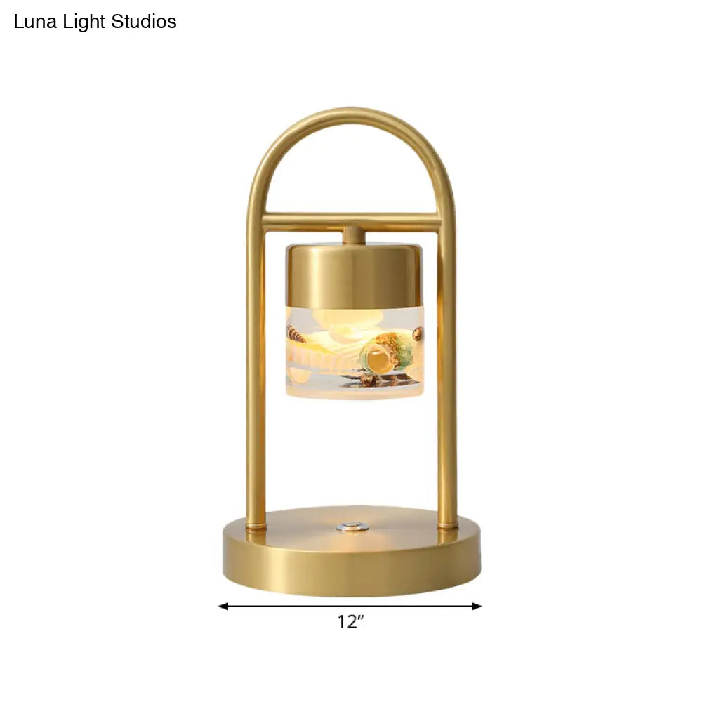 Nusakan - Simplicity Clear Glass Led Desk Light With U-Shaped Metal Frame Gold