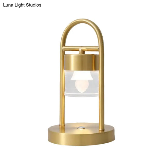 Nusakan - Simplicity Clear Glass Led Desk Light With U-Shaped Metal Frame Gold