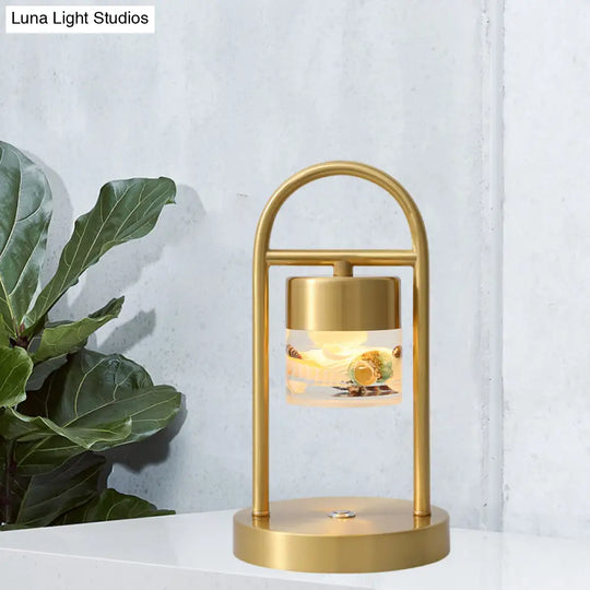 Nusakan - Simplicity Clear Glass Led Desk Light With U-Shaped Metal Frame Gold